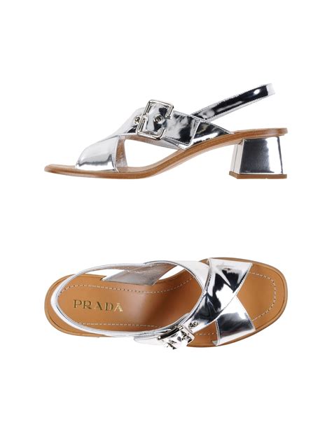 prada metallic silver sandals|sandal Prada original.